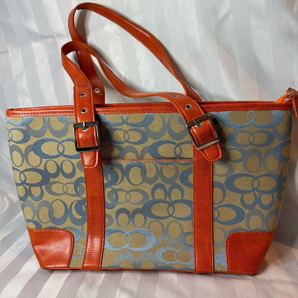 Tan and Orange Handbag with Adjustable Straps - Picture 7 of 12